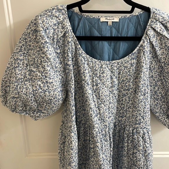 ❗️Moving❗️Madewell puff-sleeved quilted mini dress in sunflower field - Picture 5 of 10